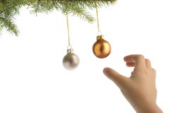 Christmas Tree Balls And Hand Stock Photography