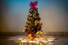 Christmas tree and colorful ornaments royalty free stock images Christmas tree and colorful ornaments royalty free stock images