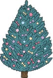 Christmas tree with multicolored balls and bows on a white background. stock illustration Christmas tree with multicolored balls and bows on a white background. stock illustration
