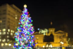 Christmas Tree at Pioneer Courthouse Square Bokeh Lights royalty free stock image Christmas Tree at Pioneer Courthouse Square Bokeh Lights royalty free stock image