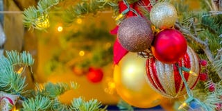 Christmas Tree with sparkling baubles and lights royalty free stock images Christmas Tree with sparkling baubles and lights royalty free stock images