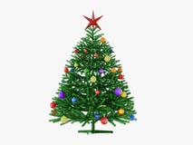 Christmas tree with toys and a star 3d vector illustration Christmas tree with toys and a star 3d vector illustration