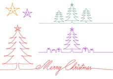 Christmas trees one single line drawing, vector illustration vector illustration Christmas trees one single line drawing, vector illustration vector illustration