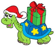 Turtle With Santa Claus Hat Stock Vector - Illustration of christmas ...