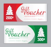 Christmas Voucher, Sale banner template, Horizontal christmas posters, cards, headers, website, red and green background, vector stock illustration Christmas Voucher, Sale banner template, Horizontal christmas posters, cards, headers, website, red and green background, vector stock illustration