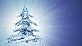 Christmas water splash tree on blue background