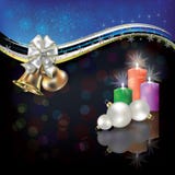 Christmas White Greeting With Bells And Bow Stock Image