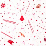 Christmas winter pattern of candy cane and shiny confetti on white background. Flat lay, top view. New year concept royalty free stock images Christmas winter pattern of candy cane and shiny confetti on white background. Flat lay, top view. New year concept royalty free stock images