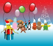 Christmas With Animals Royalty Free Stock Photos