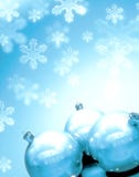 Christmass Balls With Snow Stock Photo