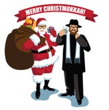 Christmukkah alegre Santa e rabino isolados Christmukkah alegre Santa e rabino isolados