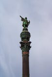 Christopher Kolumb zabytek w Barcelona z szarym niebem na tle - wizerunek zdjęcie royalty free Christopher Kolumb zabytek w Barcelona z szarym niebem na tle - wizerunek zdjęcie royalty free