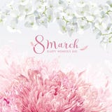 Chrysanthemums and Apple blossom for 8 March vector greeting car vector illustration Chrysanthemums and Apple blossom for 8 March vector greeting car vector illustration