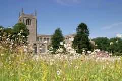 Church And Meadow Royalty Free Stock Photography Church And Meadow Royalty Free Stock Photography
