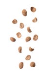 Chute de céréales de chocolat d'isolement sur le fond blanc photos stock Chute de céréales de chocolat d'isolement sur le fond blanc photos stock