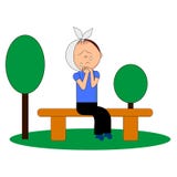 Chłopiec płacz od toothache na ławce ilustracji Chłopiec płacz od toothache na ławce ilustracji