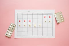 Ciclo da ovula??o, conceito Calend?rio por um m?s, marcador da ovula??o e o ciclo menstrual fotografia de stock Ciclo da ovula??o, conceito Calend?rio por um m?s, marcador da ovula??o e o ciclo menstrual fotografia de stock