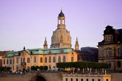 Cidade alemão Dresden com igreja Frauenkirche fotos de stock Cidade alemão Dresden com igreja Frauenkirche fotos de stock