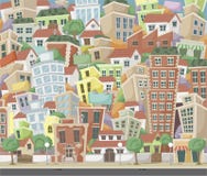 Cidade colorida dos desenhos animados ilustração do vetor Cidade colorida dos desenhos animados ilustração do vetor
