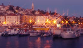 Cidade do console de Mali Losinj na noite Fotos de Stock Royalty Free Cidade do console de Mali Losinj na noite Fotos de Stock Royalty Free