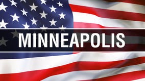 Cidade em um fundo da bandeira dos EUA, de Minneapolis rendição 3D Bandeira de Estados Unidos da América que acena no vento Bande ilustração do vetor Cidade em um fundo da bandeira dos EUA, de Minneapolis rendição 3D Bandeira de Estados Unidos da América que acena no vento Bande ilustração do vetor