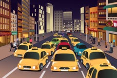 Cidade ocupada na noite ilustração do vetor Cidade ocupada na noite ilustração do vetor