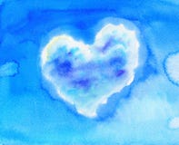 Ciel bleu avec le nuage en forme de coeur illustration de vecteur Ciel bleu avec le nuage en forme de coeur illustration de vecteur