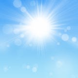 Cielo azul y Sun con Bokeh ilustración del vector Cielo azul y Sun con Bokeh ilustración del vector