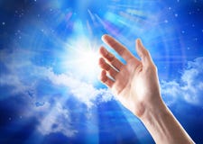 Cielo di significato di Dio della mano di spiritualità di ricerca Fotografie Stock Libere da Diritti Cielo di significato di Dio della mano di spiritualità di ricerca Fotografie Stock Libere da Diritti