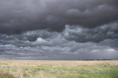 Cielo oscuro, turbulento sobre hierba de pradera fotografía de archivo Cielo oscuro, turbulento sobre hierba de pradera fotografía de archivo