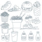 Cienieje kreskowego fastfood royalty ilustracja Cienieje kreskowego fastfood royalty ilustracja