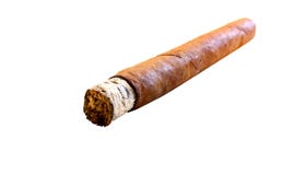 Cigar. A big brown cigar with ashes on the end isolated on a white background Cigar. A big brown cigar with ashes on the end isolated on a white background