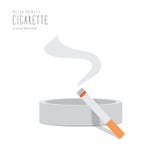 Cigarrillo en el vector plano del cenicero stock de ilustración Cigarrillo en el vector plano del cenicero stock de ilustración
