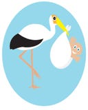 Cigüeña con el bebé stock de ilustración Cigüeña con el bebé stock de ilustración
