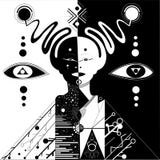 Cijfer van het evenwichts het abstracte die meisje uit geometrische vorm wordt samengesteld vector illustratie Cijfer van het evenwichts het abstracte die meisje uit geometrische vorm wordt samengesteld vector illustratie