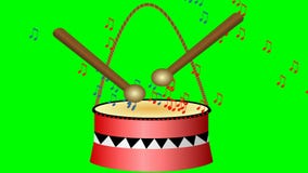 Cilindro animado com varas e notas musicais Cilindro vermelho pequeno bonito na tela verde Introdução da música, introdução da no ilustração stock Cilindro animado com varas e notas musicais Cilindro vermelho pequeno bonito na tela verde Introdução da música, introdução da no ilustração stock