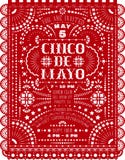 Cinco De Mayo-het ontwerp van de vieringsaffiche met document besnoeiing stock illustratie Cinco De Mayo-het ontwerp van de vieringsaffiche met document besnoeiing stock illustratie