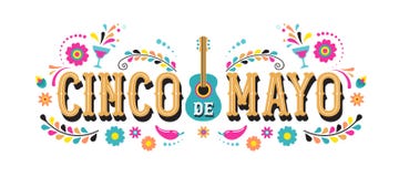 Cinco de Mayo - Maj 5, federal ferie i Mexico Fiestabaner- och affischdesign med flaggor vektor illustrationer Cinco de Mayo - Maj 5, federal ferie i Mexico Fiestabaner- och affischdesign med flaggor vektor illustrationer