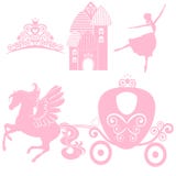 Cinderella Set Of Collections. Crown, Vector Illustration. Design Elements For Little Princess, Glamour Girl. Stock Photos