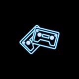 Cinta de cassette retra Icono de la cinta de la mezcla del punk rock en el estilo de neón Uno del icono de la colección del estil ilustración del vector Cinta de cassette retra Icono de la cinta de la mezcla del punk rock en el estilo de neón Uno del icono de la colección del estil ilustración del vector