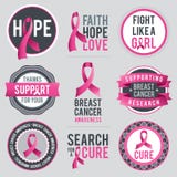 Cintas e insignias de la conciencia del cáncer de pecho libre illustration Cintas e insignias de la conciencia del cáncer de pecho libre illustration