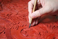Cinzeladura de Lacquerware fotografia de stock Cinzeladura de Lacquerware fotografia de stock