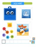Learn shapes and geometric figures for preschool and kindergarten printable worksheet. Cartoon vector illustration - square. royalty free illustration Learn shapes and geometric figures for preschool and kindergarten printable worksheet. Cartoon vector illustration - square. royalty free illustration