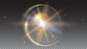 Circular Light Rays And Lens Flare Backdrop, On Trasparent. Glow Light Effect. Star Burst With Sparkles Stock Photo