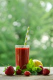 Citroen, muntbladeren, aardbeien en aardbei smoothie Royalty-vrije Stock Foto Citroen, muntbladeren, aardbeien en aardbei smoothie Royalty-vrije Stock Foto