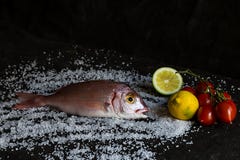 Citron italien de whith de poissons de mer fraîche photographie stock libre de droits Citron italien de whith de poissons de mer fraîche photographie stock libre de droits