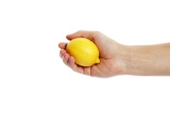 Citron à disposition d'isolement sur un fond blanc photos stock Citron à disposition d'isolement sur un fond blanc photos stock