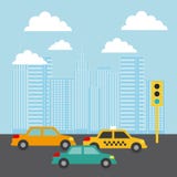 City Buildings Cars Traffic Light Clouds Image Royalty Free Stock Photos City Buildings Cars Traffic Light Clouds Image Royalty Free Stock Photos