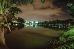 City park in the night with a resting place. The landscape of th royalty free stock photos City park in the night with a resting place. The landscape of th royalty free stock photos