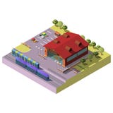 City railway station building isometric vector vector illustration City railway station building isometric vector vector illustration